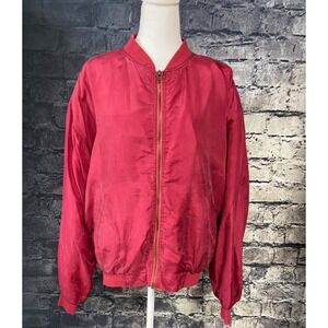 Protest Jacket Womens Medium Red Zip Up Bomber Style Vintage Lightweight Nylon R